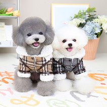 체크 강아지옷 무스탕 자켓 강아지의류 dm, 그레이_2XL