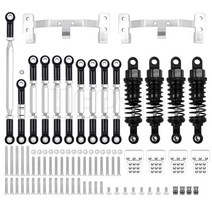 원격 조종 RC 너트 잠금 장치가있는 금속 조향 링크 타이로드 마운트 충격 흡수 장치 키트 1/12 MN D90 D91 MN40 MN45 MN99 MN99s 1/16 WPL C14, [19] MN black silver
