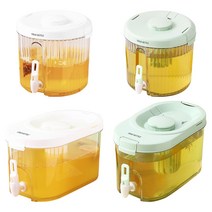 마개가 있는 3.5L 음료 디스펜서 아이스 음료 디스펜서 결혼식 파티 이벤트를 위한 냉장고를 채우기 쉬운 음료 디스펜서, [4] Square Green