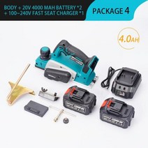 전기 전동 자동 대패 무선 15000rpm 라우터 트리머 렌치 포함 목재 절단기 마끼다 배터리용 목공 도구 호환, 2Battery 4.0A+UK