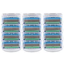 질레트 퓨전 프로글라이드 마하3 매뉴얼/파워 호환용 면도날, 프로글라이드 매뉴얼/파워(블루), 3팩(12입)