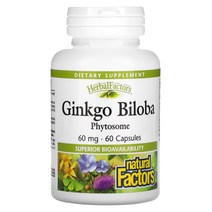 내추럴 팩터스 Natural Factors Ginkgo Biloba Phytosome 60mg 캡슐 60정 US 직배송, 1PACKAGE, 상세설명참조, 1개, 60캡슐