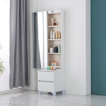 힐링가구 볼리아 슬라이드 전신거울 좌식 화장대, 화이트