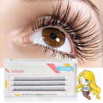 Kiboer 포이트 속눈썹 인조 자연스러운 걸그룹 타입 삼각형 디테일, 1개, 블랙 10mm*3