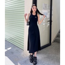 가을 고급감 블랙 A자 조끼 원피스 민소매 슬림 롱 스커트 베이스 여하