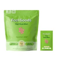 Feel Goods 소화 건강을 위한 장 가디언 믹스 4B 프로바이오틱스 프리바이오틱스 수용성 섬유질 4g 더 나은 똥 덜 팽만감 지원 무설탕 이동 중 패킷 (15 레몬 생강), 레몬 생강, 30개 (1팩)