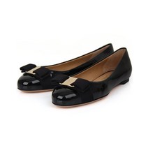 페라가모 바리나 여성 플랫 슈즈 Enamel Black VARINA 0422921Womens Shoes [VARINA] (VA RINA (0422921))
