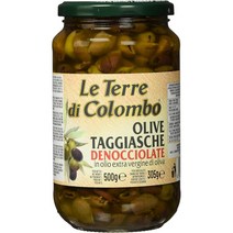 이탈리아 르테레 디 콜롬보 Le Terre di Colombo 씨를 제거한 타지아스카 올리브 통조림 500g, 3팩
