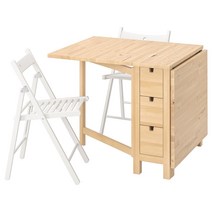 이케아 IKEA NORDEN 노르덴 / TERJE 테리에 테이블+접이식의자2 - 자작나무/화이트 26/89/152 cm 994.424.19, 자작나무