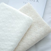 대폭 60수 아사 민들레꽃 2색 자수원단 패브릭, 내추럴