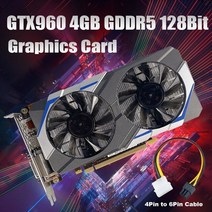 GTX960 그래픽 카드 4 핀-6 핀 케이블 4GB GDDR5 128Bit 28Nm PCIE 3.0 HDMI 호환 DVI DP 듀얼 팬 비디오, 01 Silver  black