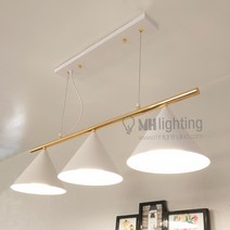 [산본문화조명] 세이렌 3등 일자 펜던트 드라마협찬 식탁등 인테리어조명, 본품 + LED벌브타입 12W 전구색(노란빛) X3