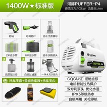 고압세차기 고압세척기 세차건 그린필드 물총 가정용 220v 강력한 부스터 휴대용 자동차 브러시 유물 고출력 워터 펌프 그랩, 1. 복어 1400W 표준 버전 [8m 배출관 + 폼