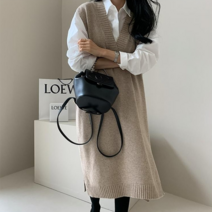 NewCare 여성 니트 롱원피스 브이넥 니트 롱조끼
