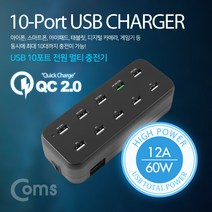10포트 전원 멀티충전기(Black) USB 10 Port(10구) /, 1개
