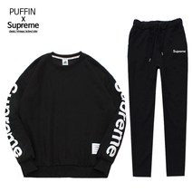 슈프림 겨울 오버핏 기모맨투맨+기모트레이닝팬츠 빅사이즈 SET_사이드라인