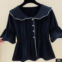 가바바 여성 빅사이즈 블라우스 허리를 잡아줘 얇아보이게 해주는 캐주얼셔츠 G67956