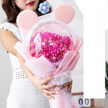 앤썸 안개꽃 드라이 플라워 아크릴볼 커플 선물 꽃다발 AS02, 핑크안개꽃+핑크머리띠+LED등