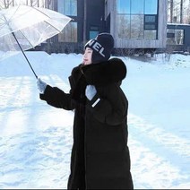 베베공용패딩 여 2022 가을 겨울 빅 퍼 카라에 도톰한 화이트 오리털 오버사이즈 롱 박시 코트