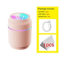 무드등 가습기 usb 아로마 비염 가습기 미니 초음파 공기 로맨틱 라이트 에센셜 오일, 핑크-1스펀지 코어