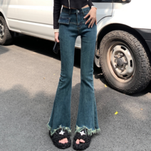 나루니 레트로청바지 데님팬츠 나팔바지 부츠컷 빈티지룩 진청 블루 더블포켓