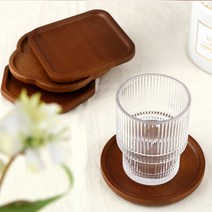우드 원목 컵받침 티코스터 까페 커피잔받침 4type (딥브라운), 원형