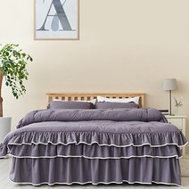 류금숙 라인 실키케어 프릴 차렵이불+베개커버+이중프릴침대커버세트 (SS/Q/K/SK)