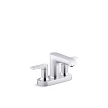 KOHLER 97093-4-BL 힌트 와이드스프레드 욕실 수전(팝업 배수 어셈블리 포함) 3홀 2핸들 세면대 수전 1.2gpm 무광 블랙, Centerset_Polished Chrome