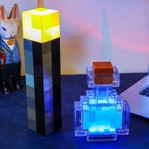 마인크래프트 Minecraft 토치 야간 조명 픽셀라이트 장난감 광부 램프 분위기, 횟불+8색병