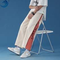 여름 와이드 스트링 트레이닝 팬츠 커플 팬츠 배기 팬츠