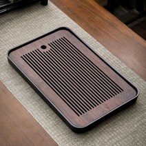 산수 차판 대나무 차트레이 퇴수기 다도 우드, 【춘선】다반(도색)블랙36x24, 1개