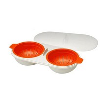 달걀찜기 전자 레인지 계란 밀렵꾼 식품 등급 조리기구 더블 컵 보일러 주방용 찐계란 세트 요리 도구, [01] 빨간
