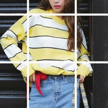 가로줄컬러라운드니트 라운드니트 스트라이프니트