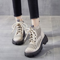 처리 통굽 샌들 여앵글 봄여름 펀칭홀슈즈 가죽 하이탑 워커