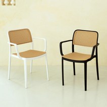 스킨 라탄 암 체어 인테리어 야외 주방 카페 의자, 색상:블랙