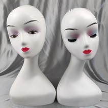 가발 모델 머리 여자 머리 모양 인두 화이트 추상 아트 모형 소품 모자 스카프 액세서리 진열대, 43cm 투톤 밴드 슬릿, 하나