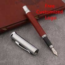 2022 붉은 나무 만년필 백단 스테인레스 스틸 스핀 편지지 사무 용품 잉크 펜 무료 맞춤형 로고|Fountain Pens|, 1개, 단일, A2