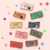 [원단쟁이] 44-660 미니버튼 핸드메이드 워싱 가죽라벨 E, 04.핑크, 1개