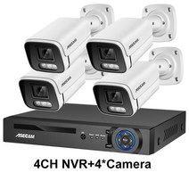 CCTV 보안 카메라 4K 8MP 시스템 H.265 POE NVR 키트 야외 방수 오디오 비디오 기록 세트, 02 4CH NVR and 4 Camera_01 없음