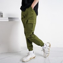 남성용 데일리 베이직 카고 조거 밴딩 팬츠