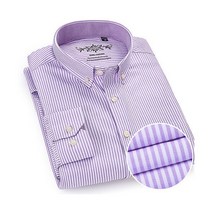 남성용 긴팔 무지 옥스포드 셔츠 싱글 패치 주머니 심플 디자인 버튼-다운 칼라 캐쥬얼 셔츠 패션