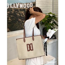 22FW [DD BAG] 베이지 DD불박 로고포인트 가죽배색 쇼퍼백 DCBA2F954I2