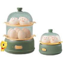 가정용 호빵찜기 호찜이 계란 만두 전기찜기 1인용 키친, 그린 2단