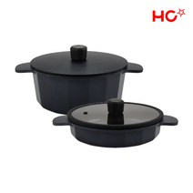 해피콜 HC해피콜 플랑 IH 인덕션 주물냄비 2종세트전골24cm + 양수24cm, 단일사이즈