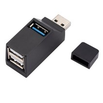 XT-XINTE USB 3.0 허브 어댑터 미니 분배기 확장기 3 포트 USB2.0 MacBook 노트북 PC 휴대 전화, 01 Black