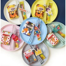 구디백 [답례품] 디저트접시세트 (블럭 간식), 컬러풀블루만-여자친구-간식추가1종