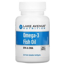 Lake Avenue Nutrition 오메가-3 피쉬 오일 1250mg 피쉬 젤라틴 소프트젤 30정