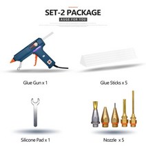 150W 뜨거운 접착제 총 도구 키트 (SET-1) 공예 수리를위한 온도 조절 실리콘 DIY 사용 11mm 스틱 순수 구리 노즐, CHINA_150W | SET-2 | 미국