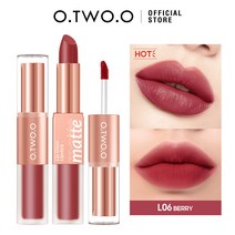 O.TWO.O 더블 헤드 립스틱 립 글로스 2 in 1 립 틴트 방수 2.5g.+4g., #06 베리