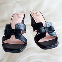 발편한 악어무늬 소가죽 뮬 슬리퍼 푹신한 쿠션 여성화 샌들 5cm